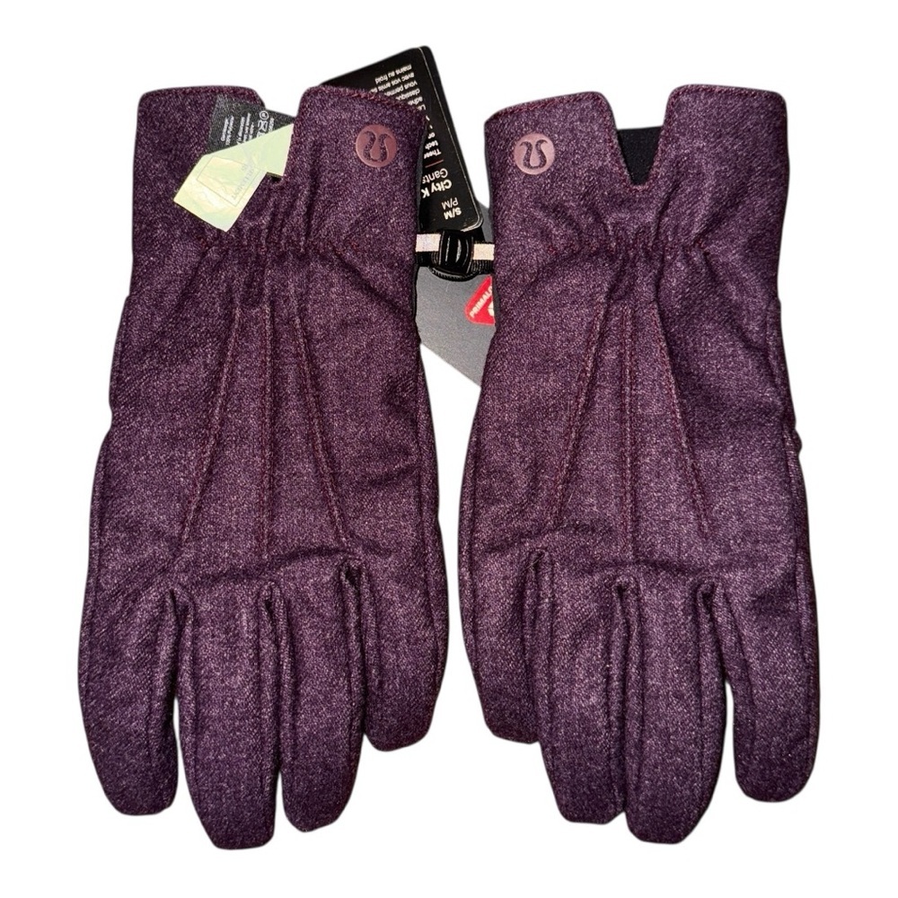 Lululemon City Keeper Gloves Black & Purple PrimaLoft Fleece Tech Fingers NWT